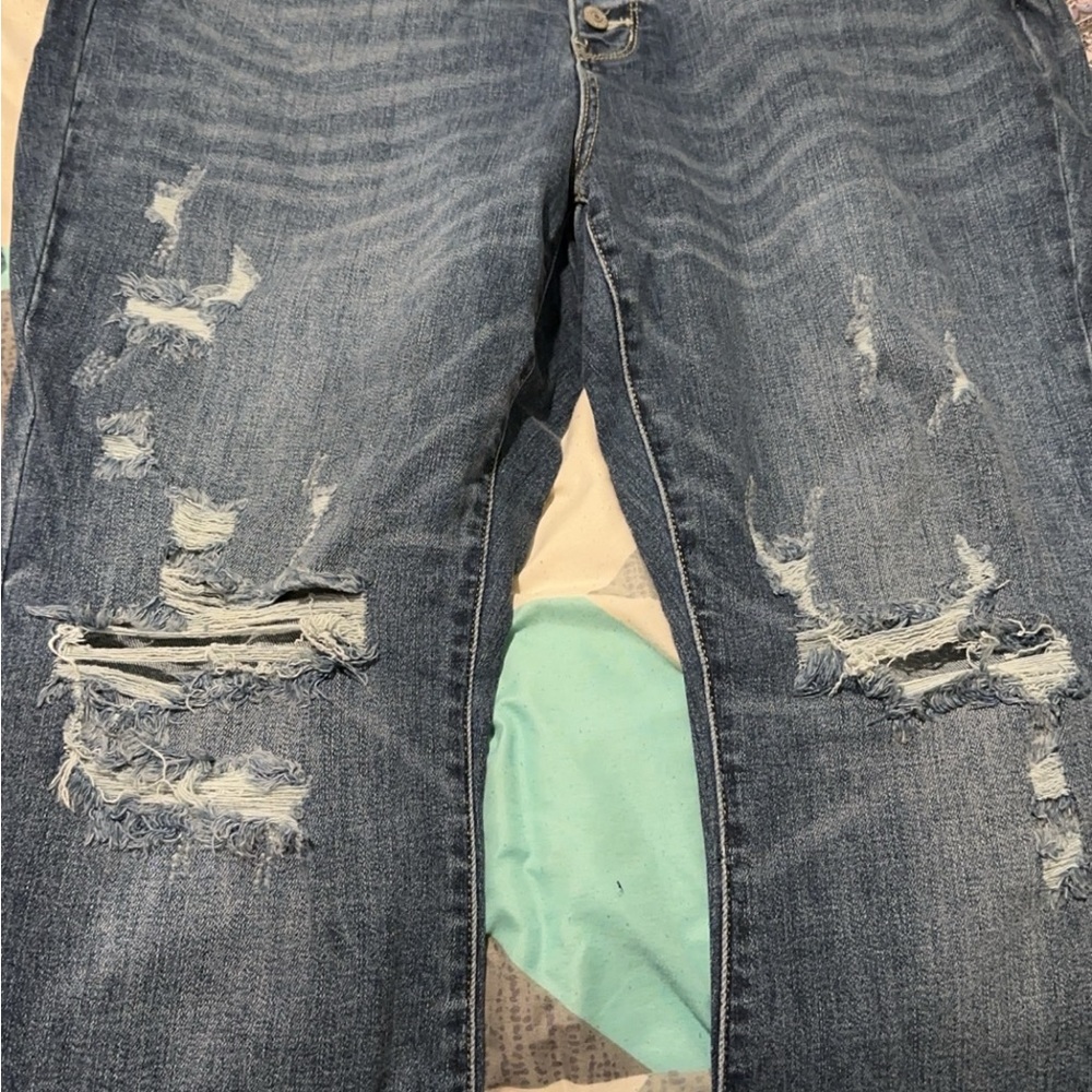 Distressed Blue Jeans